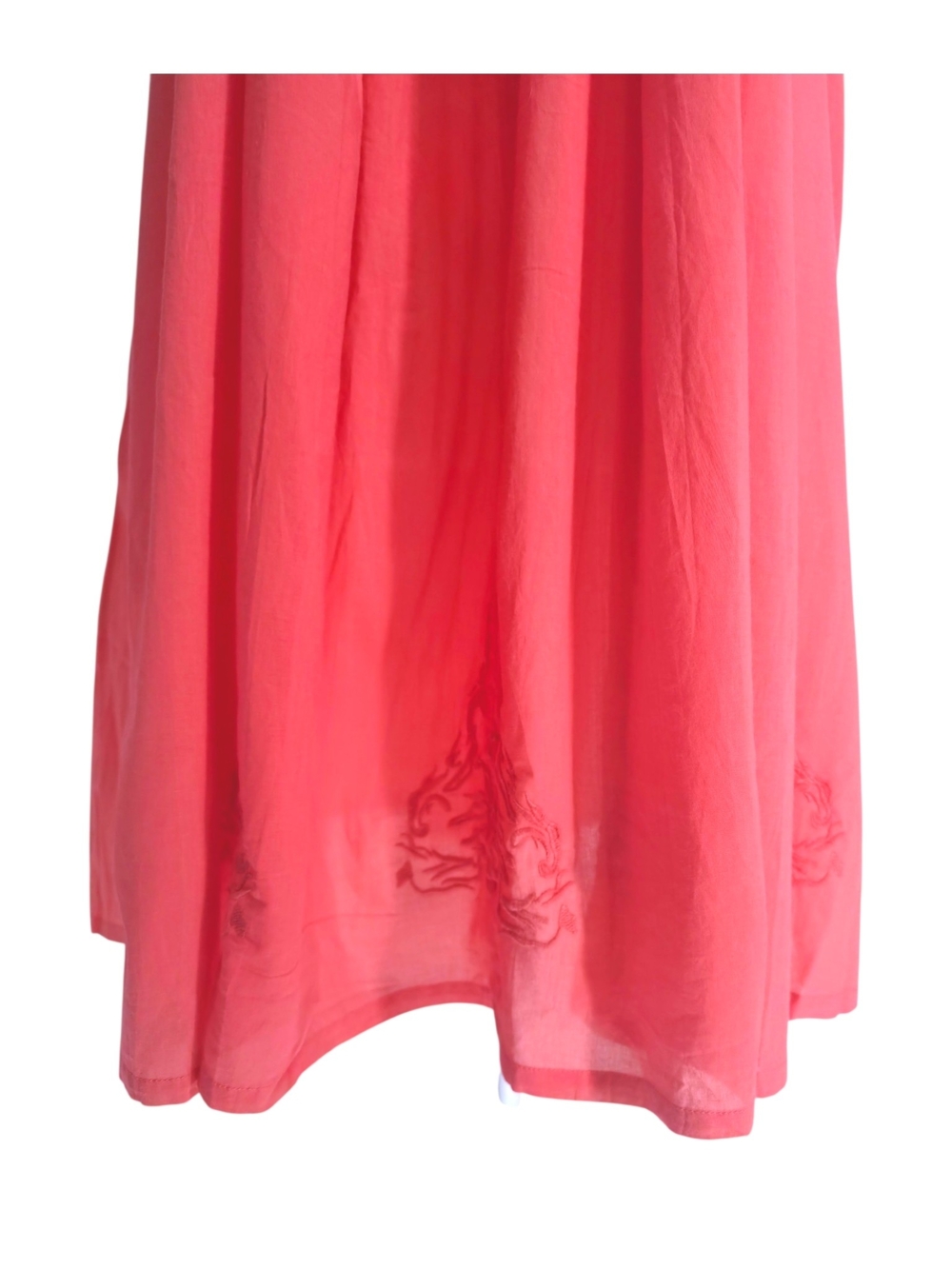 LA CERA Coral Cotton Pintuck Midi Dress XL Boho Embroidered India - Picture 7 of 13